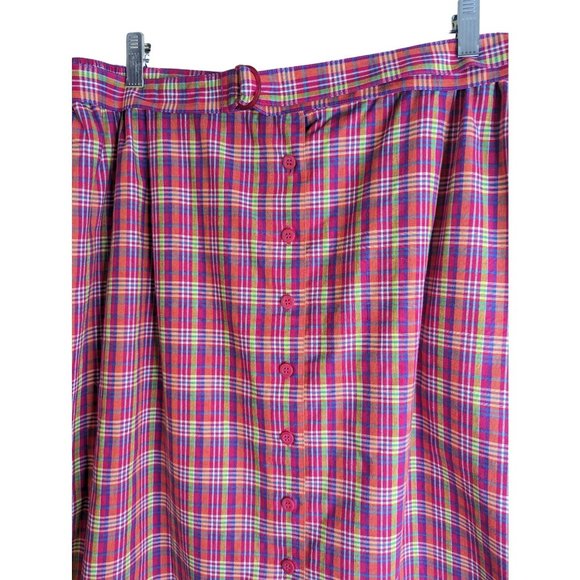 Liz Claiborne 100% cotton retro plaid elastic waist w/pockets midi skirt sz 20P - Picture 2 of 10